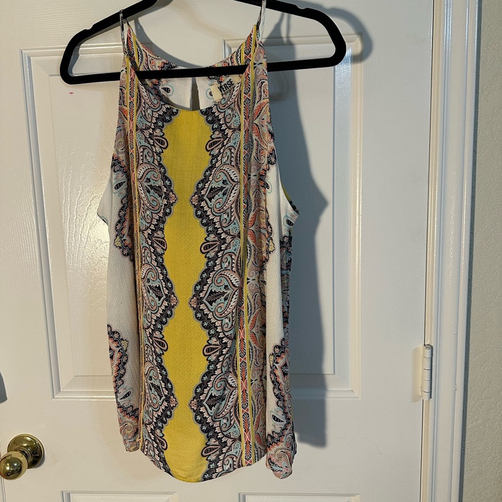 Yellow and White Paisley Tank Top